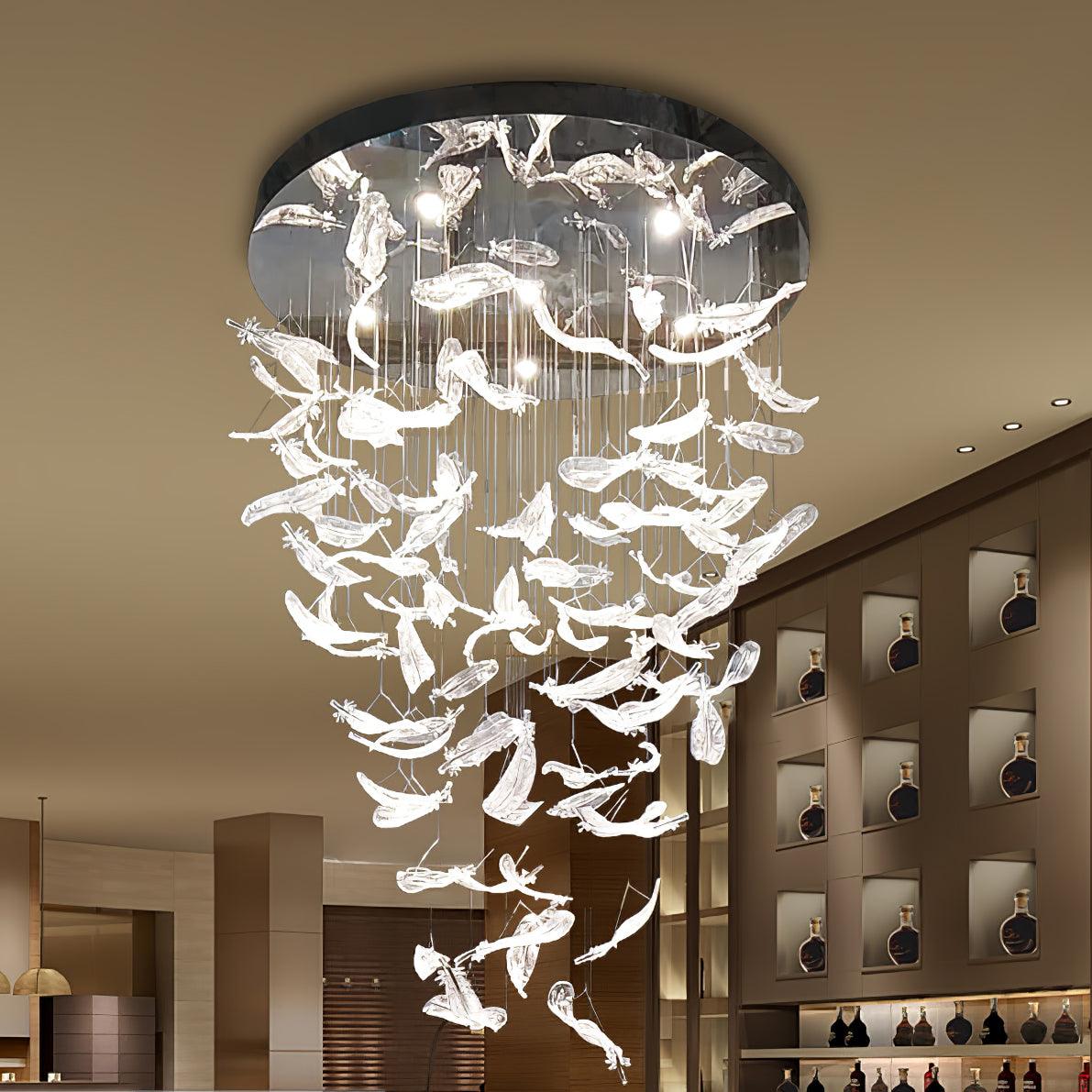 Glass Feathers Chandelier